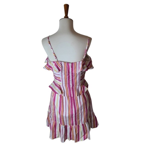 Parker Isadora Poolside Stripe Cold Shoulder Ruffle Barbie Y2K Mini Dress 4 NWT - Picture 3 of 7